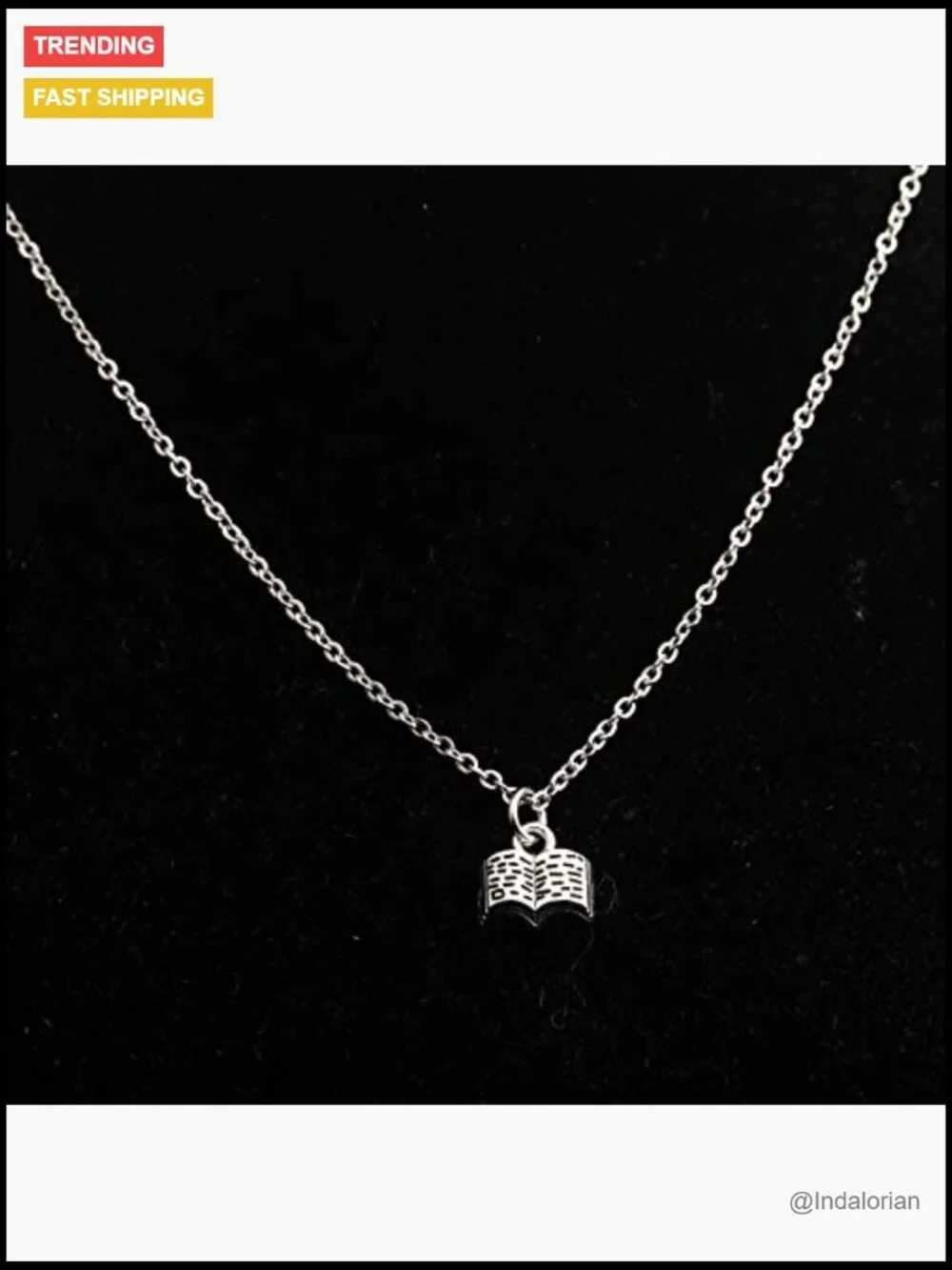 Stainless Steel Book Charm Pendant Necklace for Book Lovers Reading Jewelry